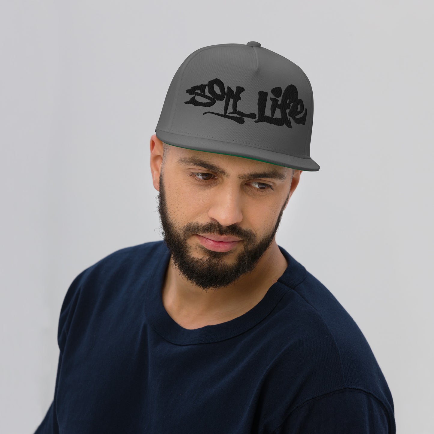 Embroidered Soil Life Flat Bill Cap