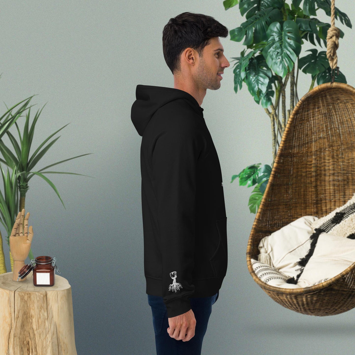 Art From The Root logo Embroidered Unisex eco raglan hoodie