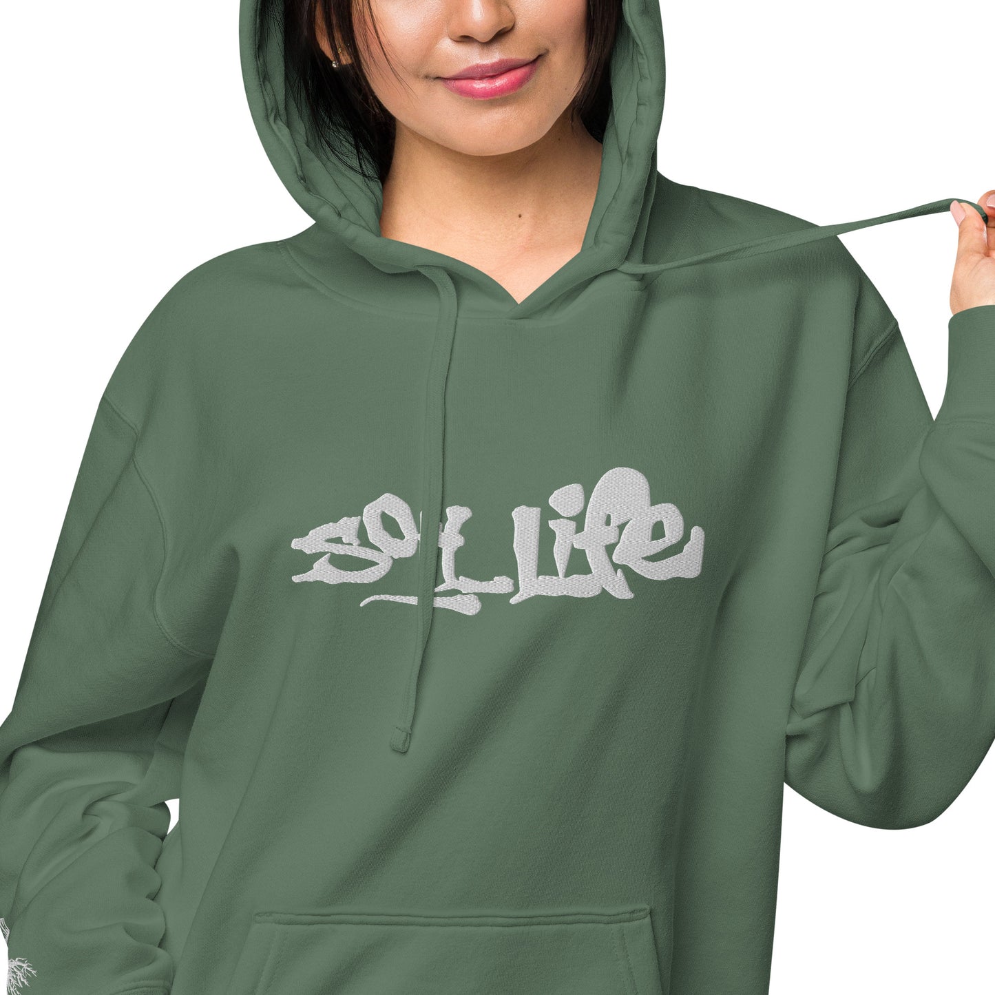 Embroidered Soil Life Unisex pigment-dyed hoodie