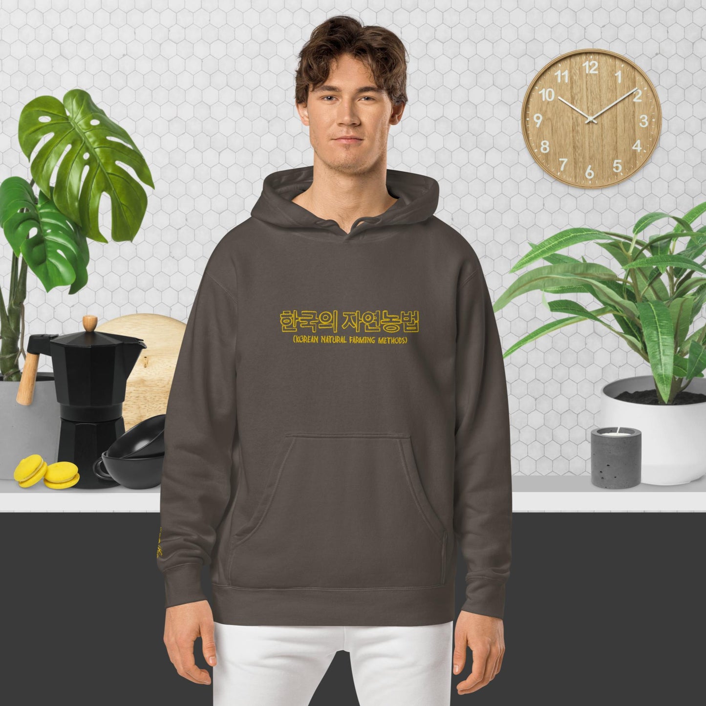 Embroidered Korean Natural Farming Method Unisex pigment-dyed hoodie