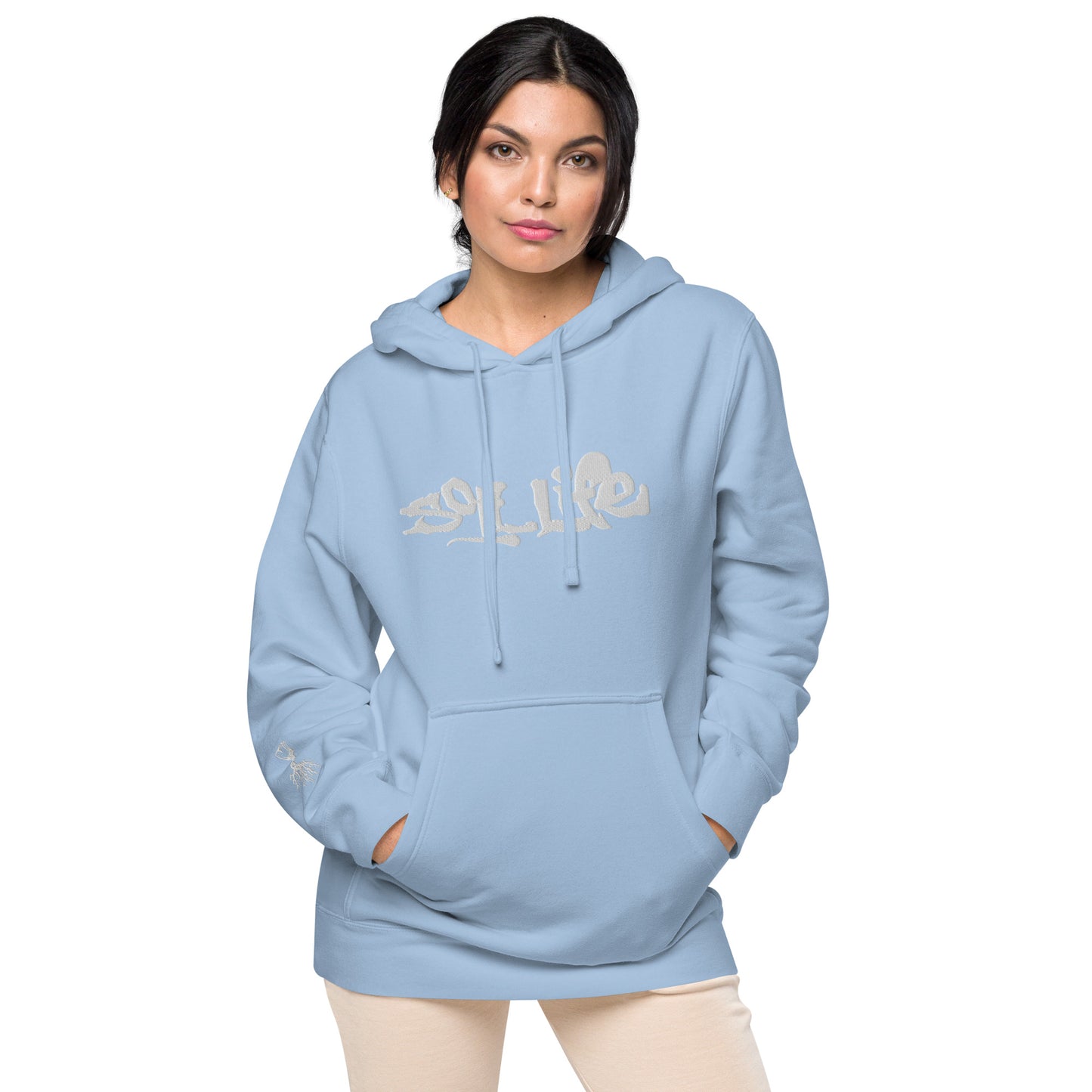 Embroidered Soil Life Unisex pigment-dyed hoodie