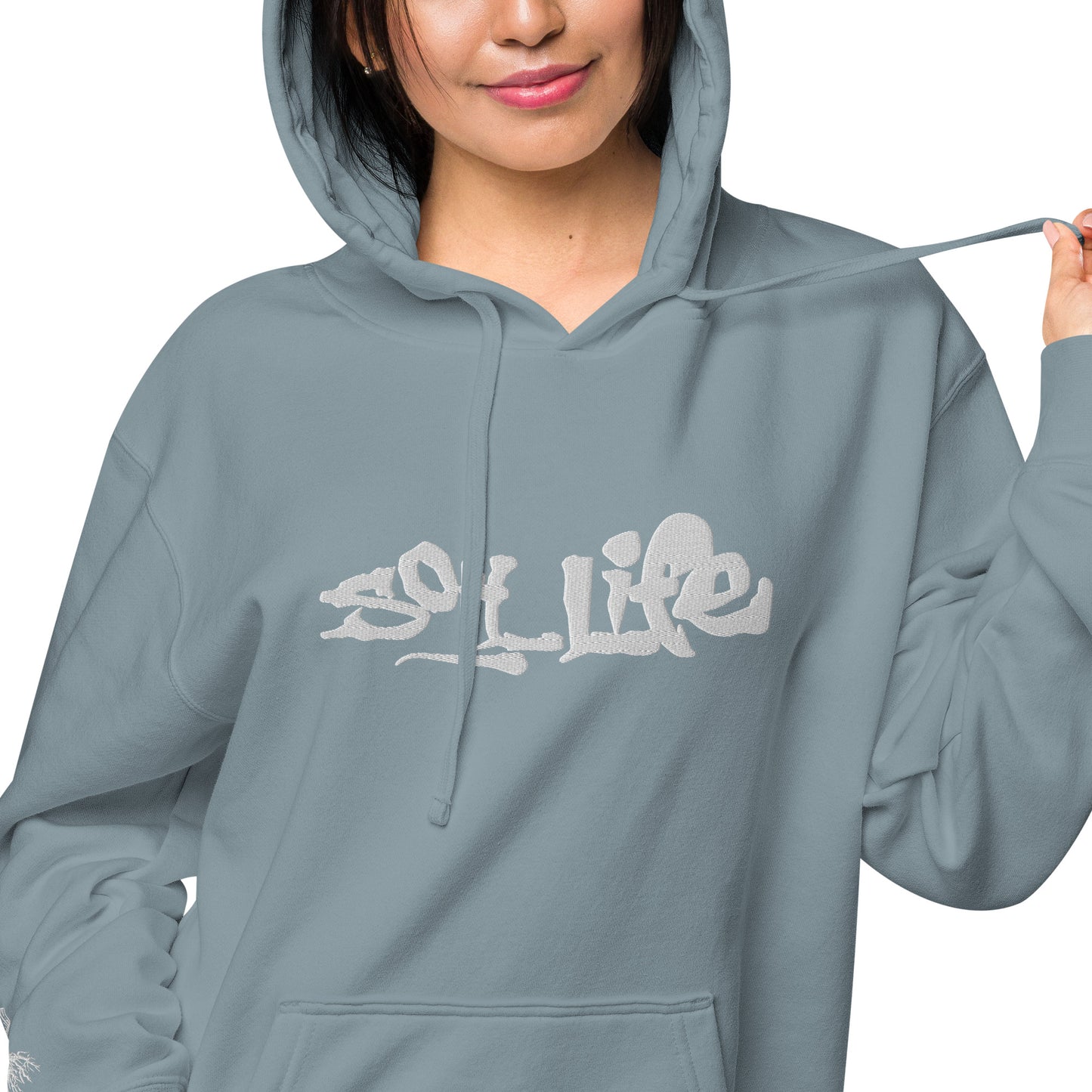 Embroidered Soil Life Unisex pigment-dyed hoodie